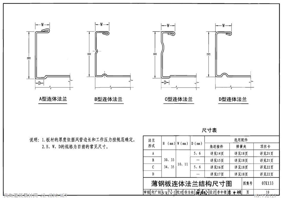 07k133 薄钢板法兰风管制作与安装pdf文本 相关图集
