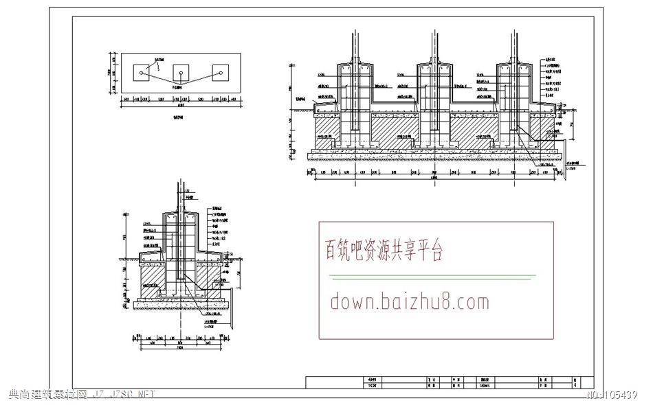 园林景观其它节点详图cad旗杆施工图纸