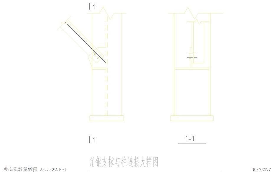角钢支撑与柱连接大样图cad图纸