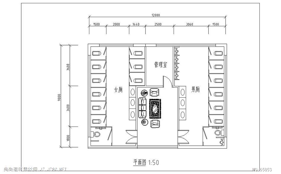 园厕所平面图(自己做的)cad图纸