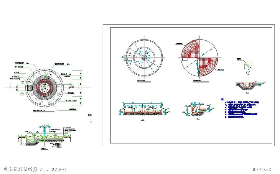 广场喷泉某学校景观工程跌水池图cad图纸