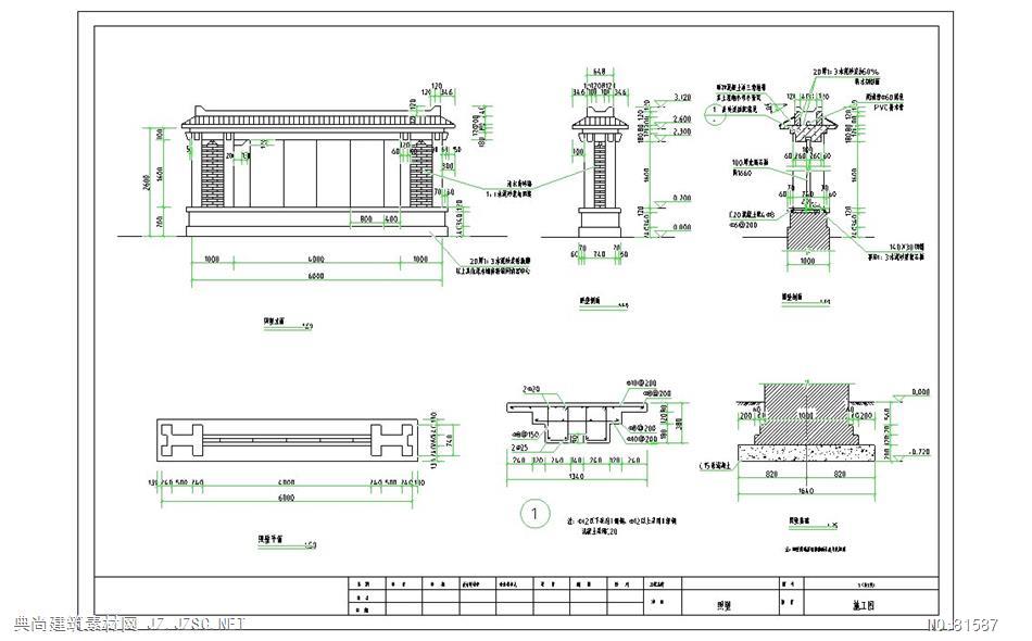 某景区照壁施工图cad图纸 建筑施工图cad图纸