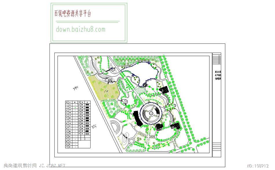 滨江公园植物配置总平面图cad图纸