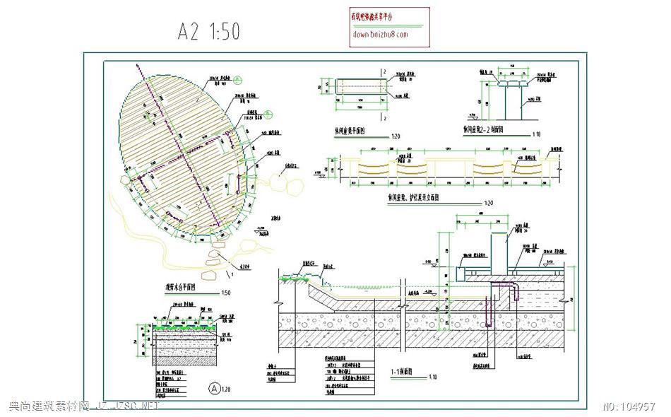 园林景观其它节点详图cad观景木台施工详图