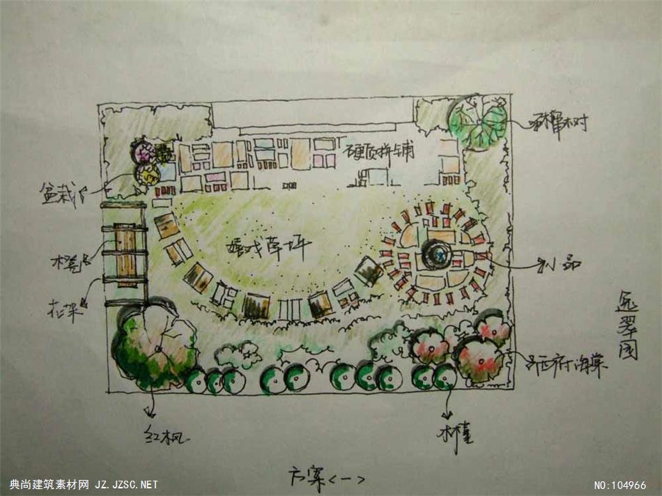 景观设计园林景观其它节点详图cad规则庭院绿化方案