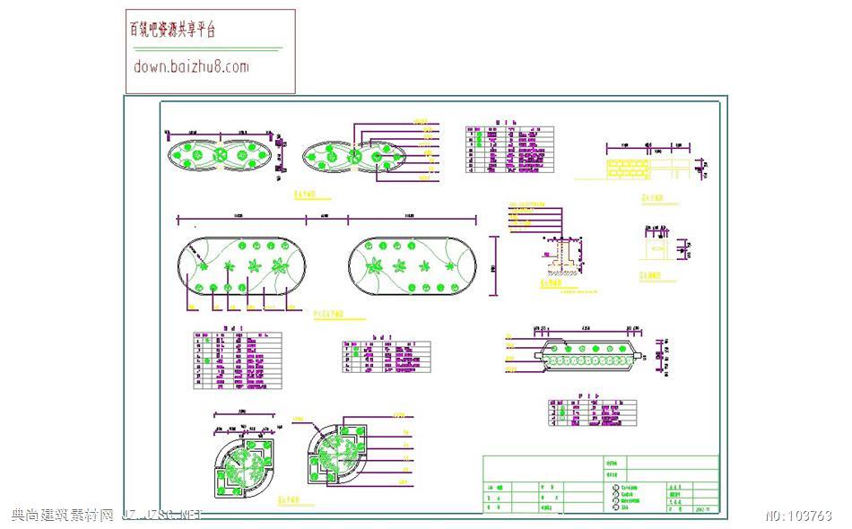 花坛平面图纸cad图纸