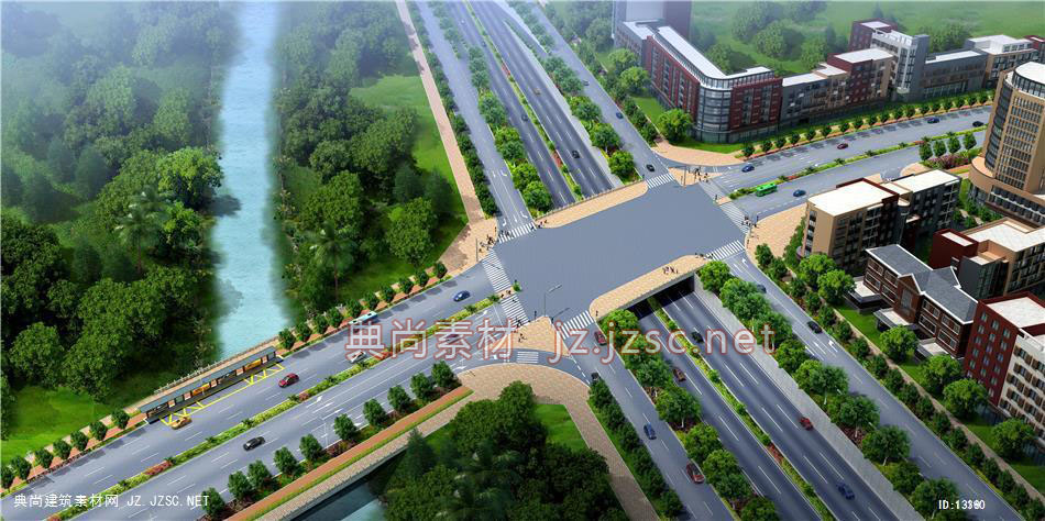 振海路菱形立交_12-13_十字路口绿化效果图jpg图片