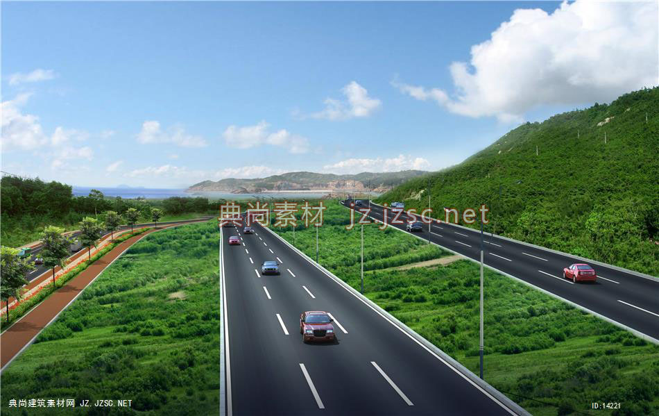 坪西路路段景观二 2_06-09_道路绿化鸟瞰效果图