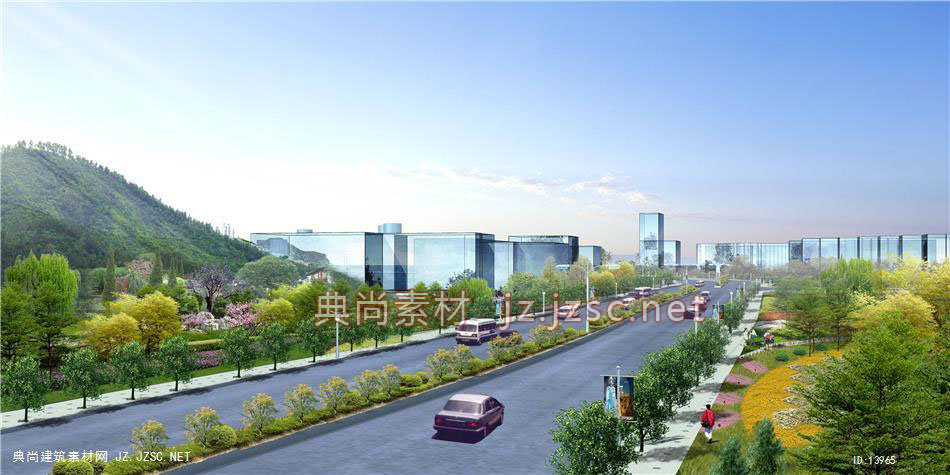 道路绿化鸟瞰效果图05