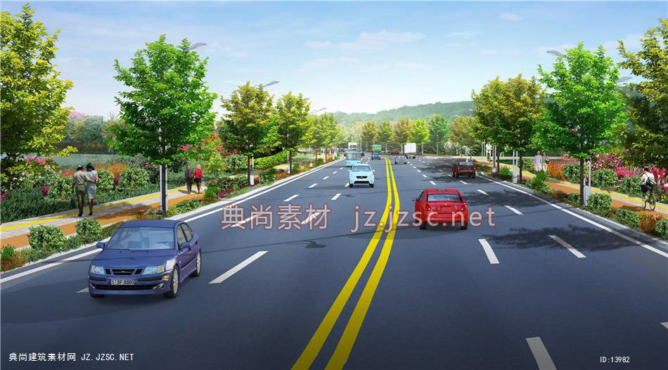 宽道路标准段透视图(二)_10-11_市政道路效果图jpg图片