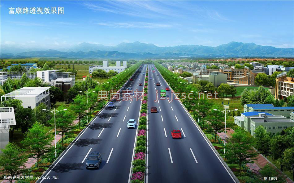景观设计道路景观效果图jpg富康路透视效果图_1011_道路效果图