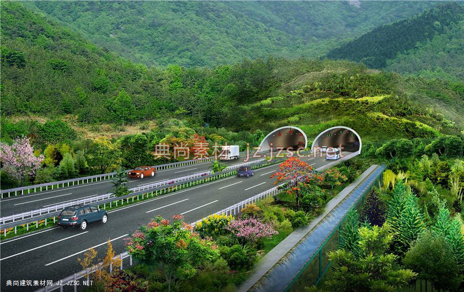 隧道外景3隧道二洞_2_06-09_隧道口景观效果图jpg图片