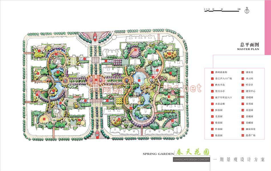 景观彩色总平面003桐乡春天花园