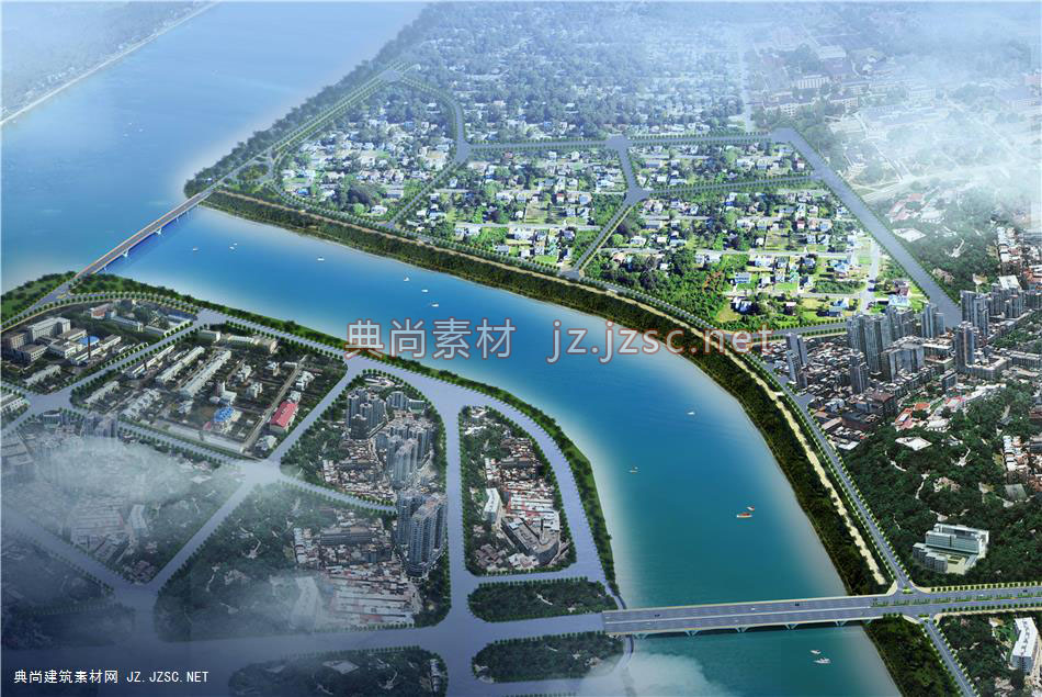 滨江路总体鸟瞰图_10-11_梁桥方案设计效果图jpg图片
