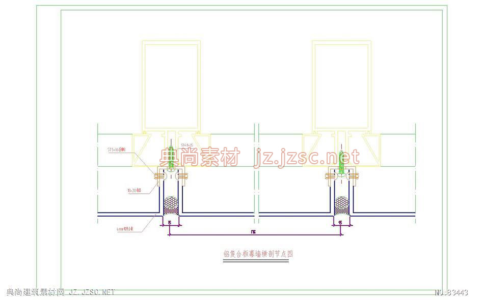 (3)铝复合板幕墙横剖节点图01cad图纸 铝板幕墙免费