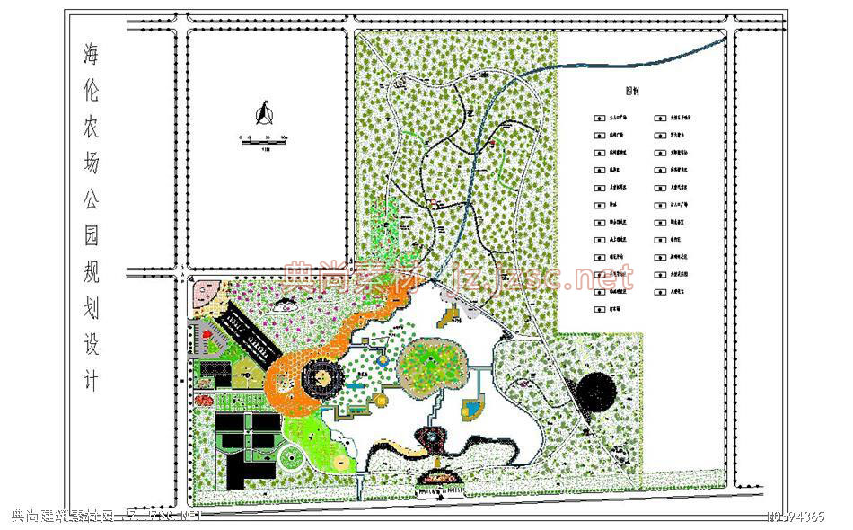 海伦农场公园规划cad图纸 公园景观设计免费下载cad