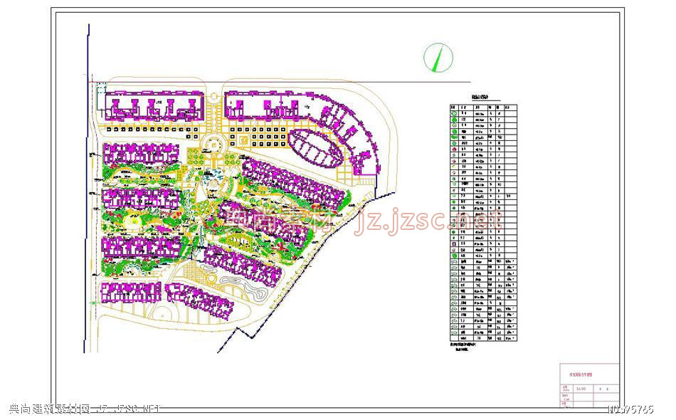 某大型小区绿化配植总平面图cad图纸 高档居住区cad图纸