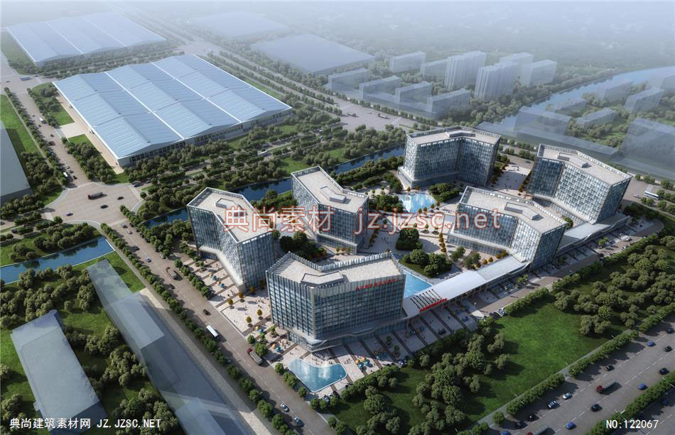 A邯郸钢铁物流交易中心方案二01 超高层办公建筑效果图