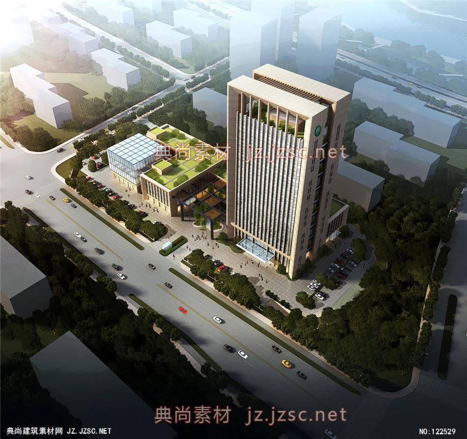 A上虞市电力公司生产综合用房建筑设计方案 超高层办公建筑效果图