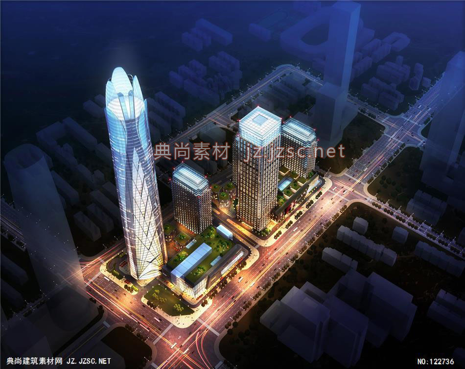 A长沙绿地05 超高层办公建筑效果图