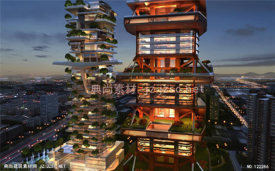A美国洛杉矶某项目方案三10 超高层办公建筑效果图