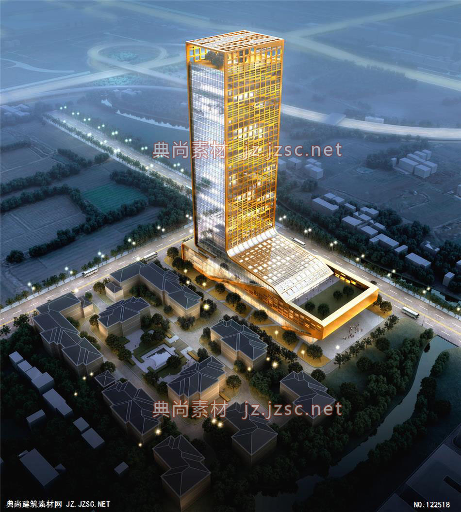 A上海多元总部1号项目03 超高层办公建筑效果图