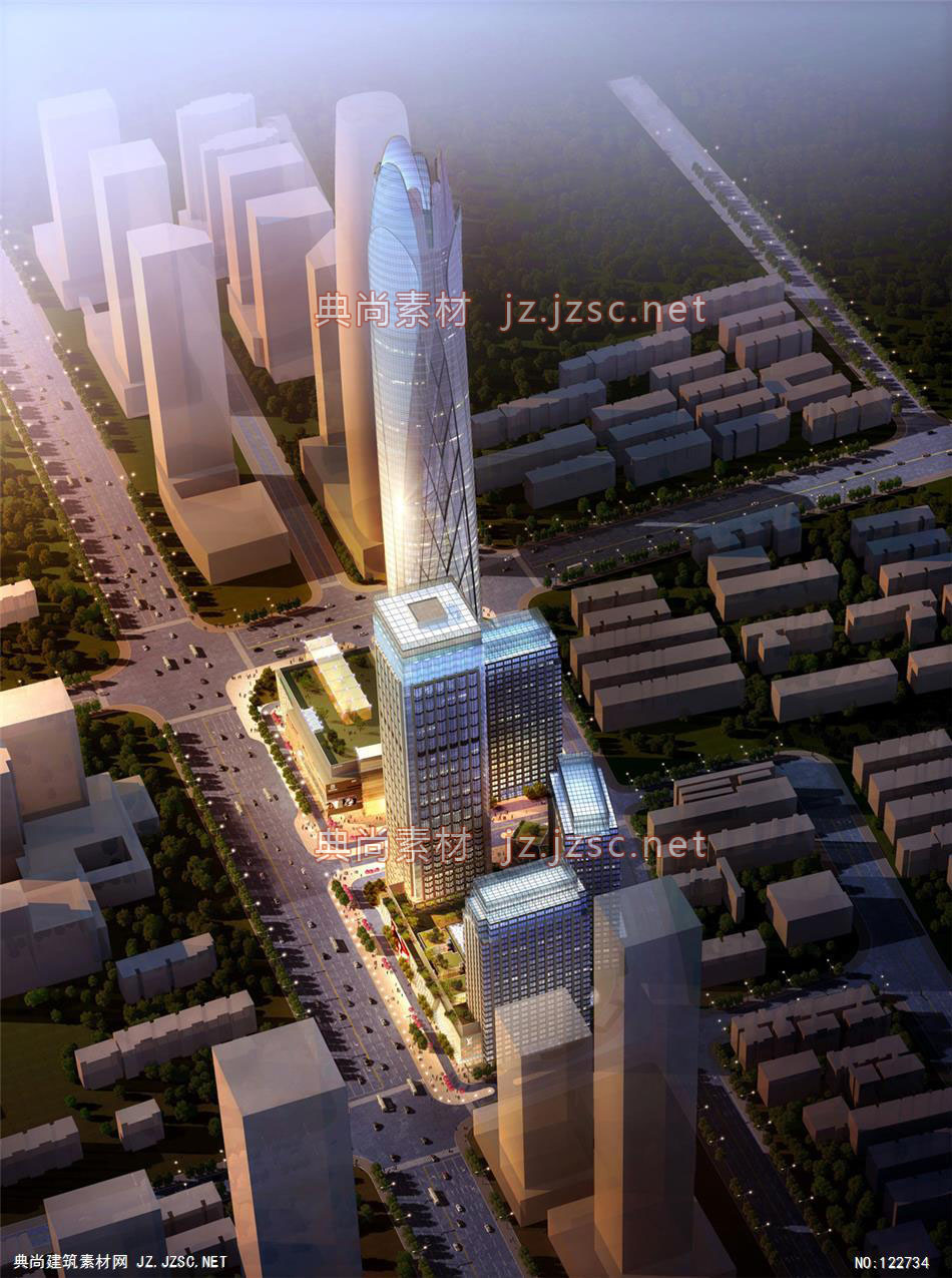 A长沙绿地03 超高层办公建筑效果图