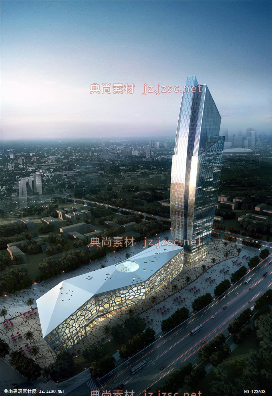 A乌海城规展览馆及150米超高层01 超高层办公建筑效果图