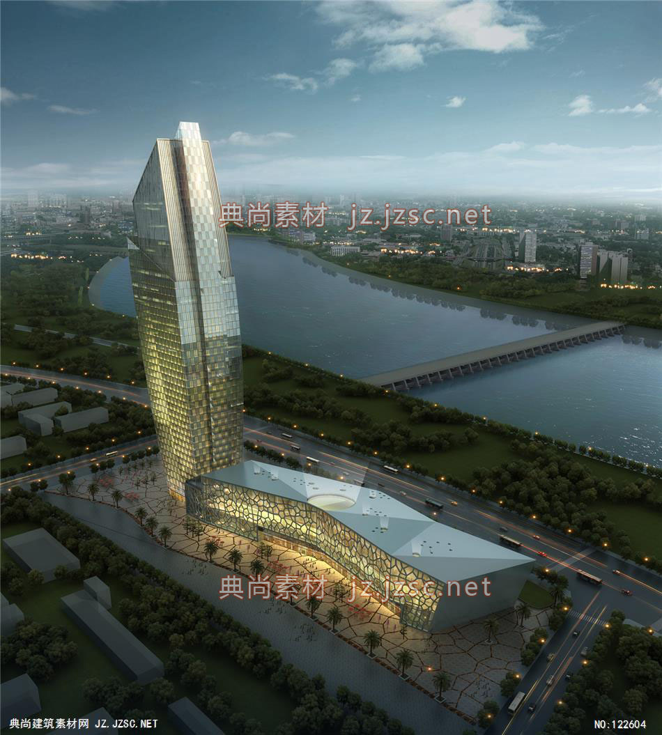 A乌海城规展览馆及150米超高层02 超高层办公建筑效果图