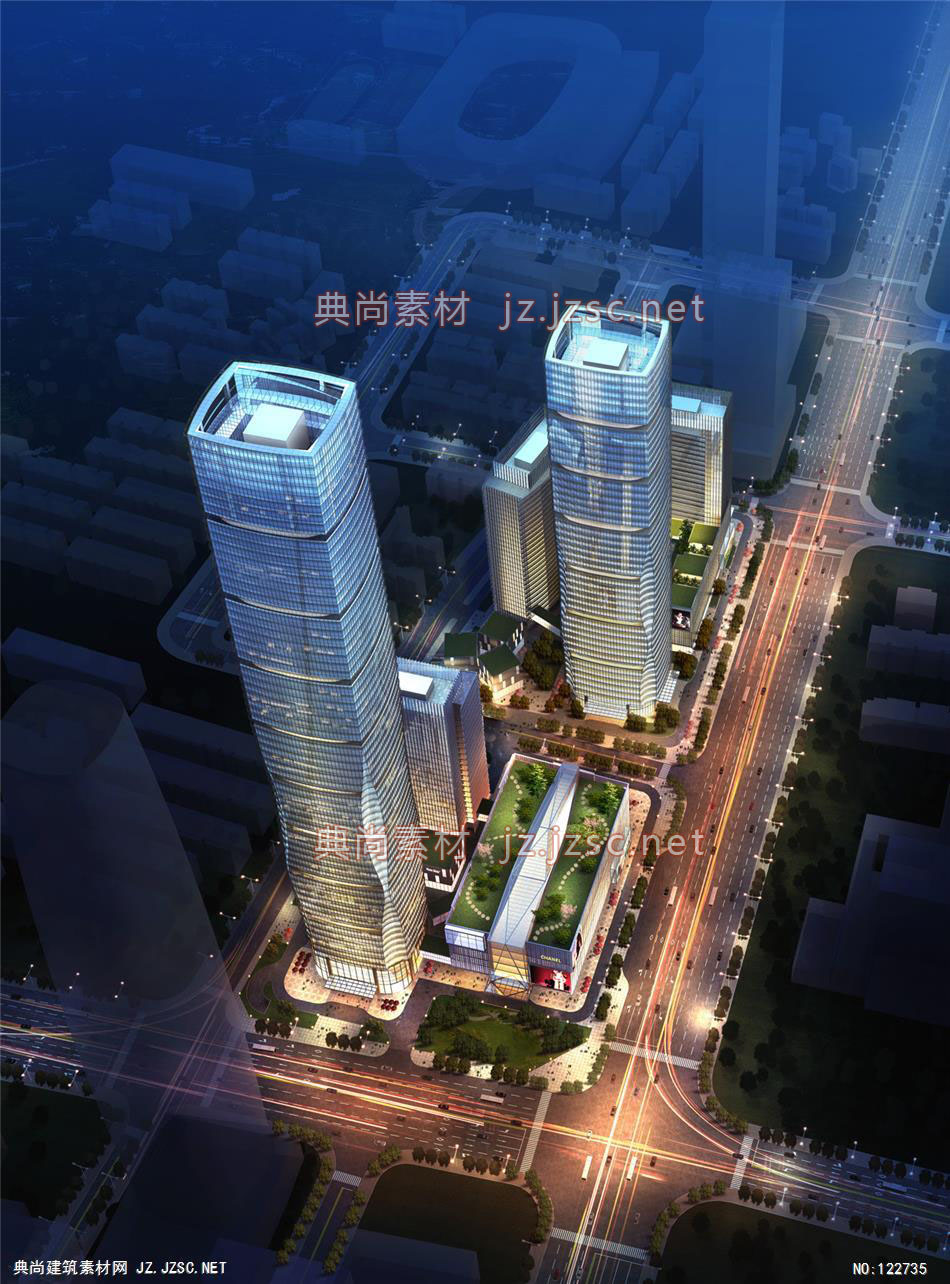 A长沙绿地04 超高层办公建筑效果图