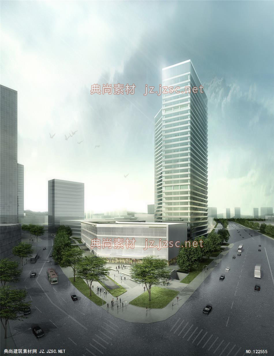 A苏州日报项目02 超高层办公建筑效果图