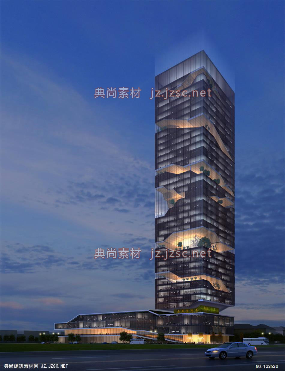 A上海多元总部1号项目05 超高层办公建筑效果图