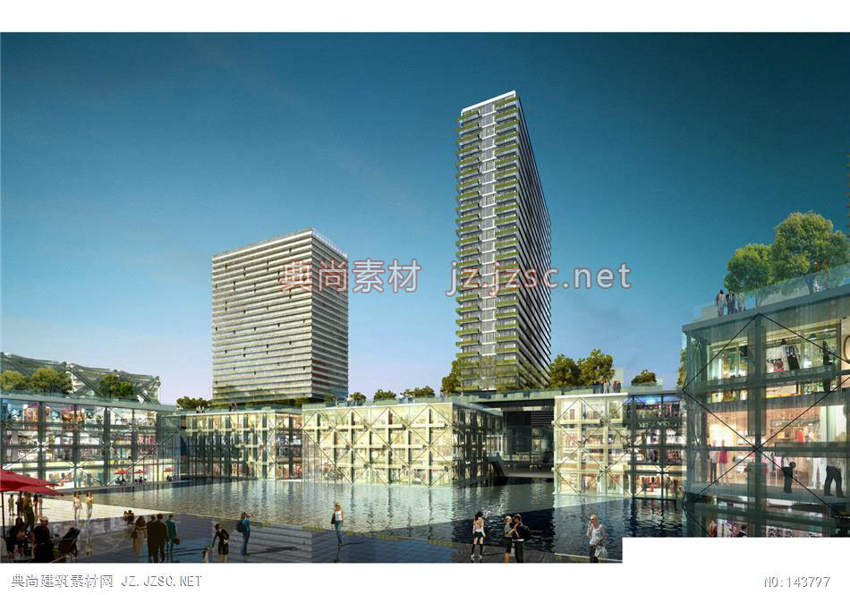 高层公建同济王工市民中心8效果图-办公楼效果图办公建筑