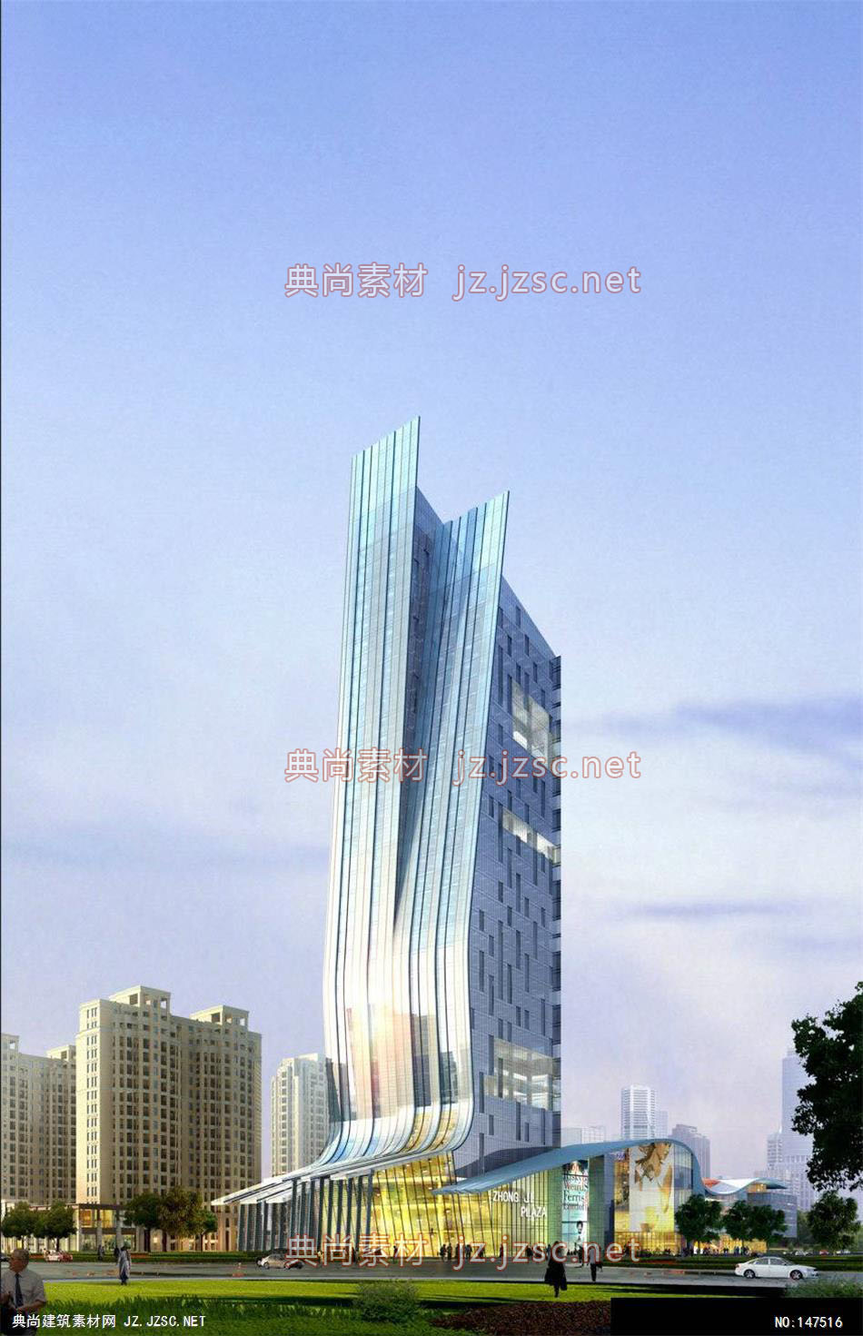 郑工-奉化长丁地块-1效果图-办公楼效果图办公建筑