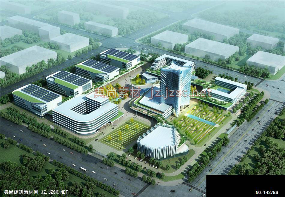 北京华能集团创业中心-7效果图-办公楼效果图办公建筑