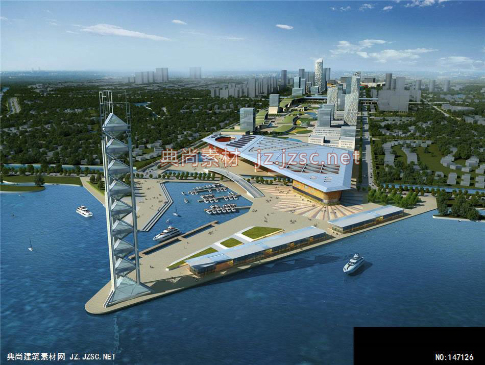 易工-长兴太湖新城核心区城市设计-1效果图-办公楼效果图办公建筑