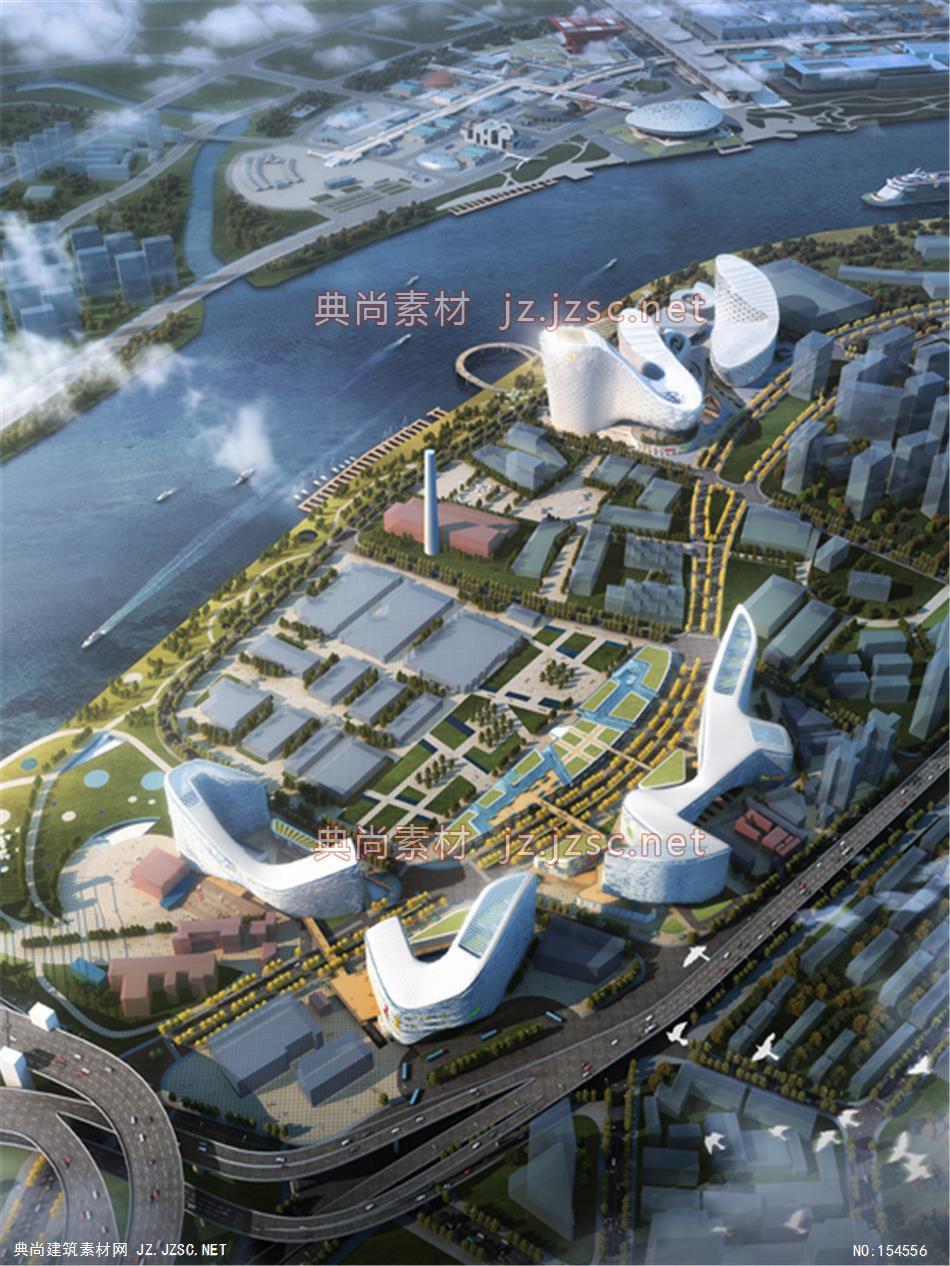 上海世博园凤凰汇01-规划效果图设计+文化建筑效果图