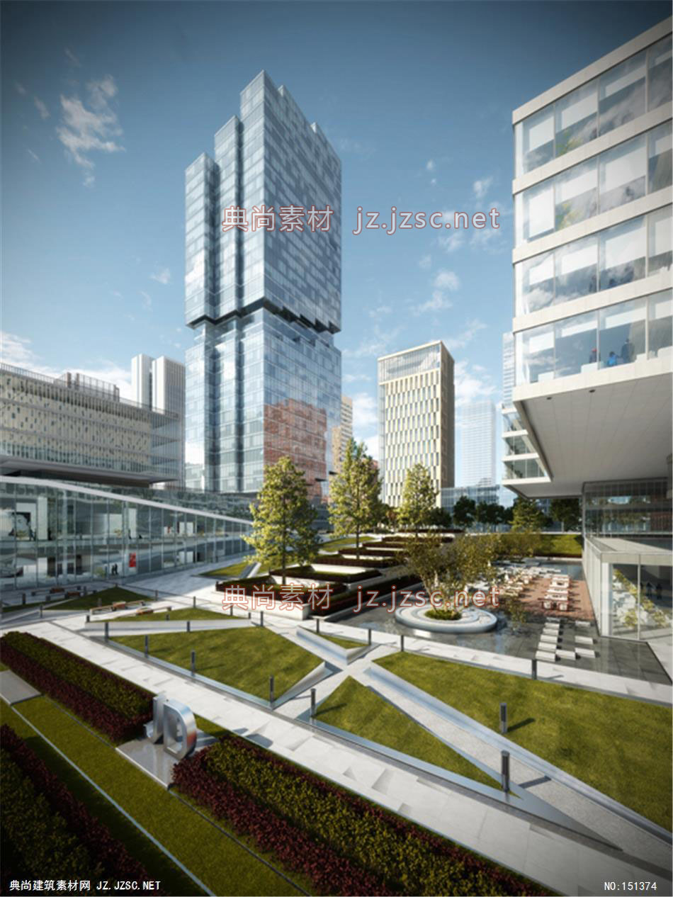 某项目01高层办公效果图+交通及医疗建筑效果图