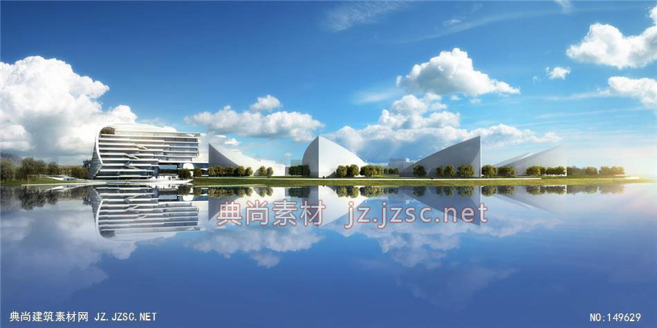 东莞松山湖现代展示大厦05别墅效果图+多层办公效果图建筑