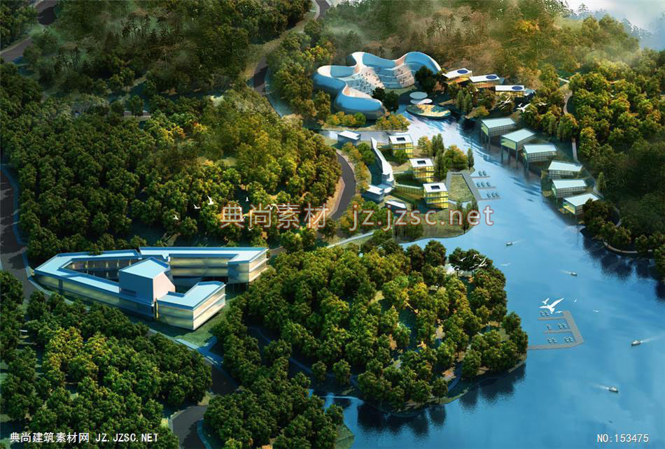 栖霞长春湖旅游度假区概念规划02-规划效果图设计+文化建筑效果图
