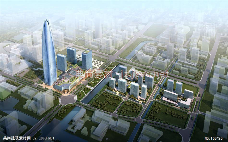 宁波绿城超高层-规划效果图设计+文化建筑效果图