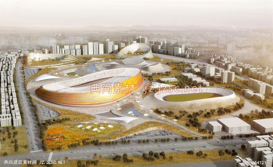 某体育场02-规划效果图设计+文化建筑效果图