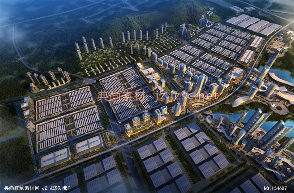 重庆华南城项目02-规划效果图设计+文化建筑效果图