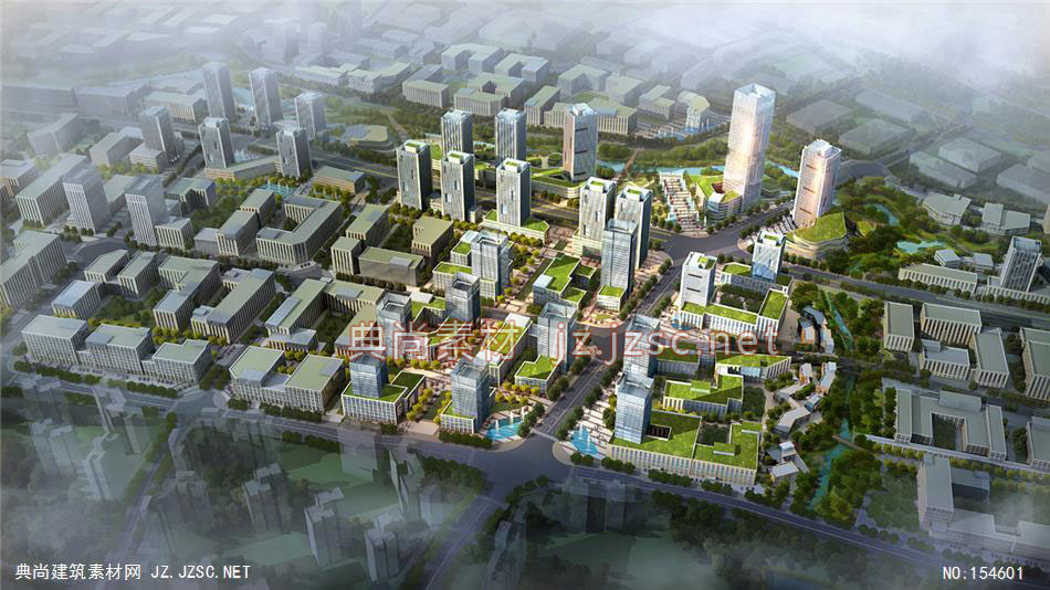 重庆茶园新区一号科技园城市设计02-规划效果图设计+文化建筑效果图