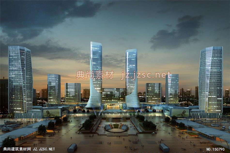 哈尔滨某项目高层办公效果图+交通及医疗建筑效果图