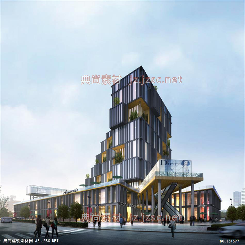 上海某住宅01高层办公效果图+交通及医疗建筑效果图
