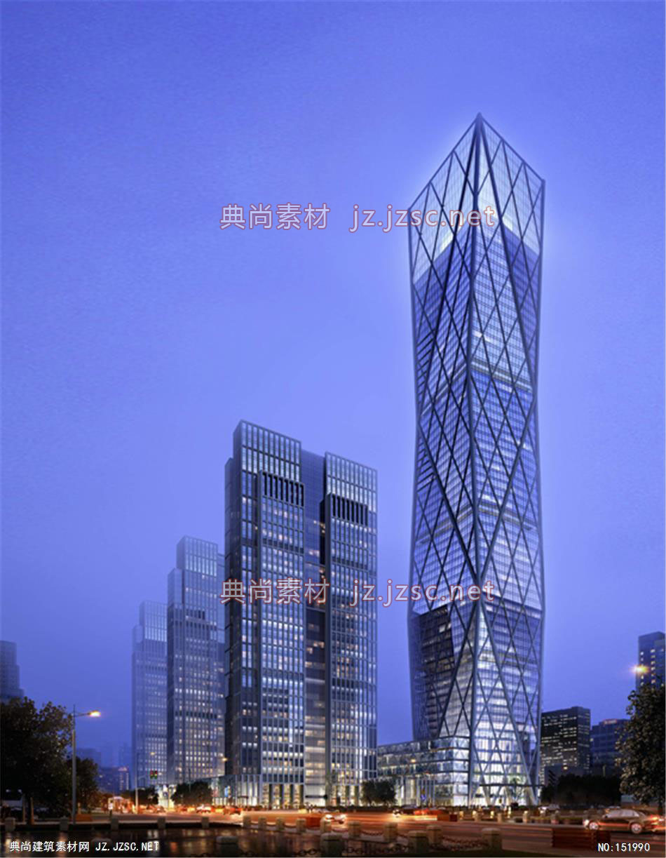 余杭未来科技城01高层办公效果图+交通及医疗建筑效果图