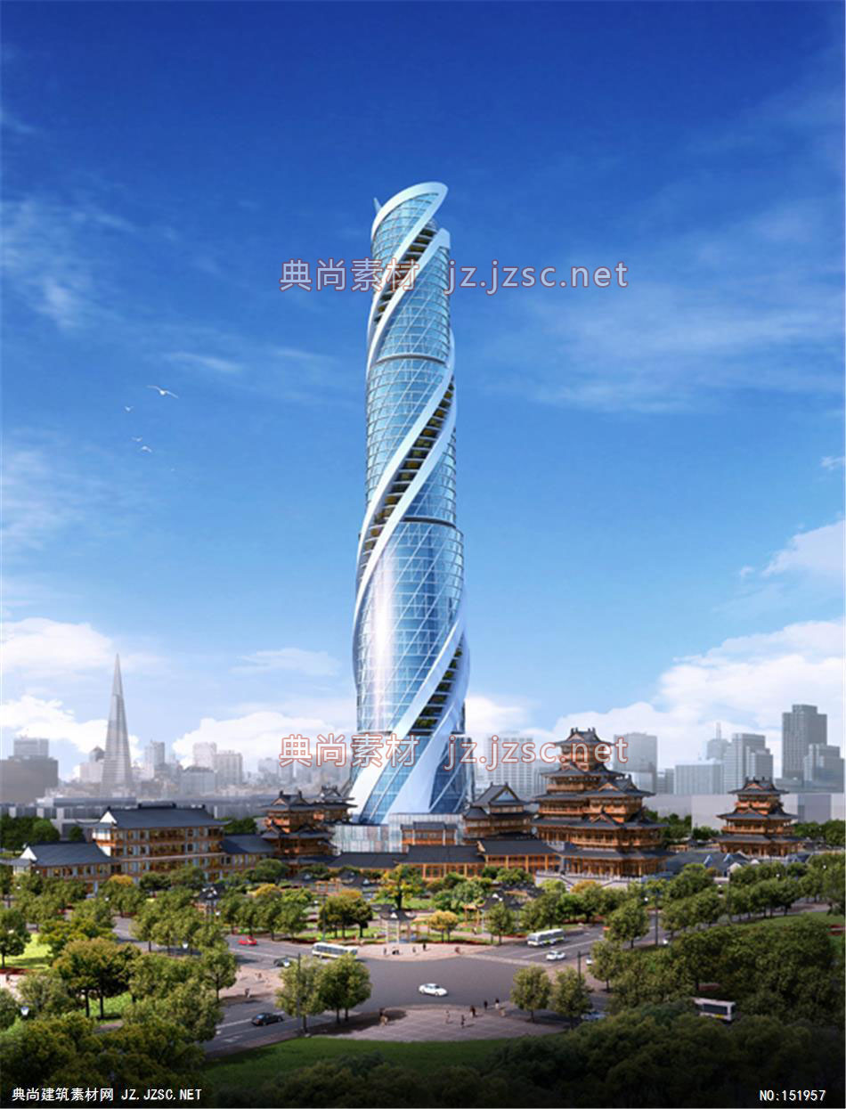 亚太钢结构产业园超高层01高层办公效果图+交通及医疗建筑效果图