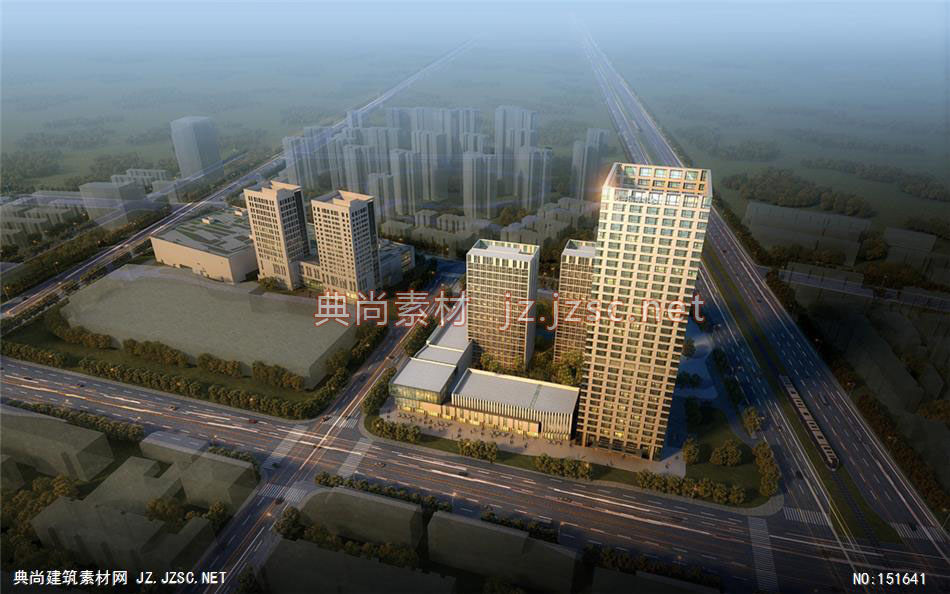 天津远洋大厦01高层办公效果图+交通及医疗建筑效果图