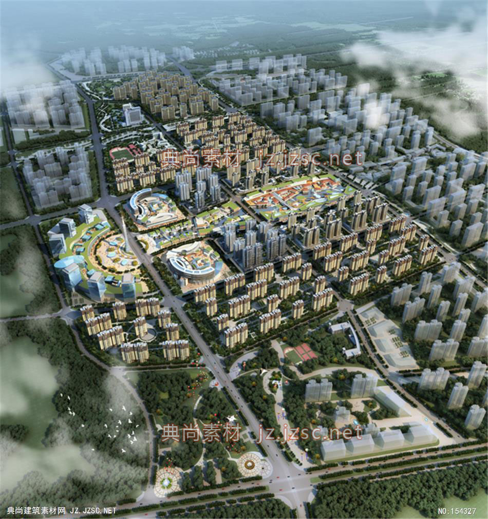 郑上新城项目01-规划效果图设计+文化建筑效果图